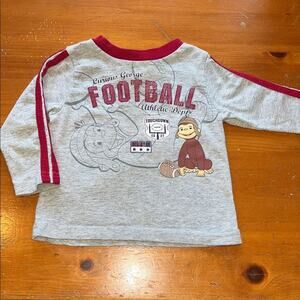 Gray and Red Kids Curious George Football Shirt Size 18 Month